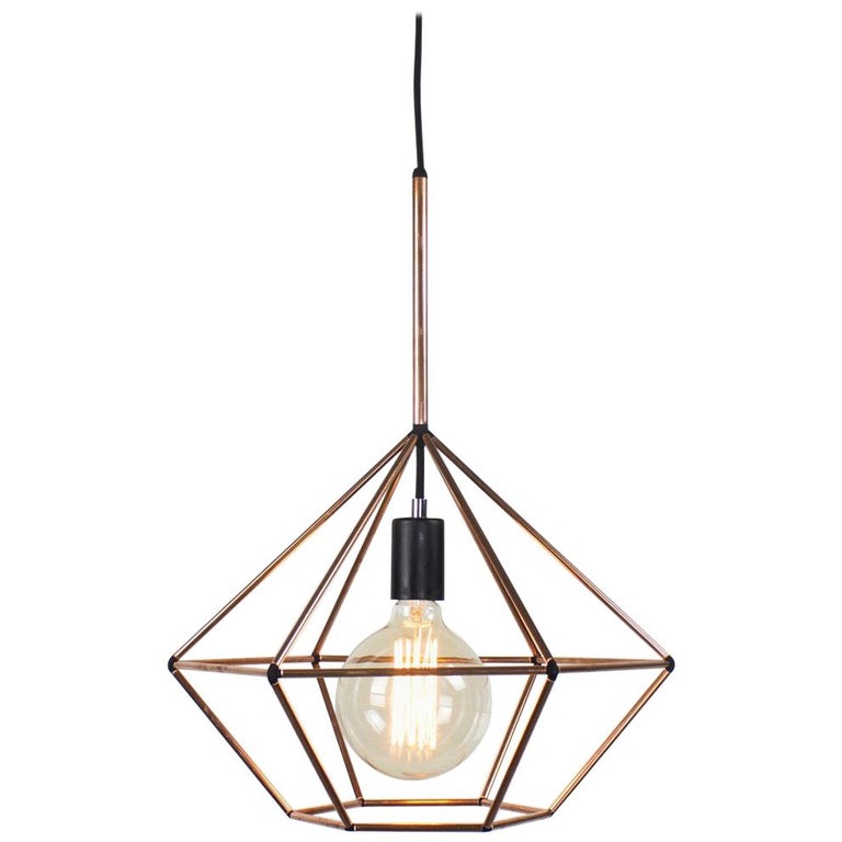 Rough Diamond Type B Copper Wire Frame Geometric Pendant Light For Rough Diamond Type B Copper Wire Frame Geometric Pendant Light For