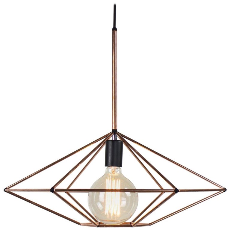 Rough Diamond Type C Copper Wire Frame Geometric Pendant Light For Rough Diamond Type C Copper Wire Frame Geometric Pendant Light For At 1stdibs