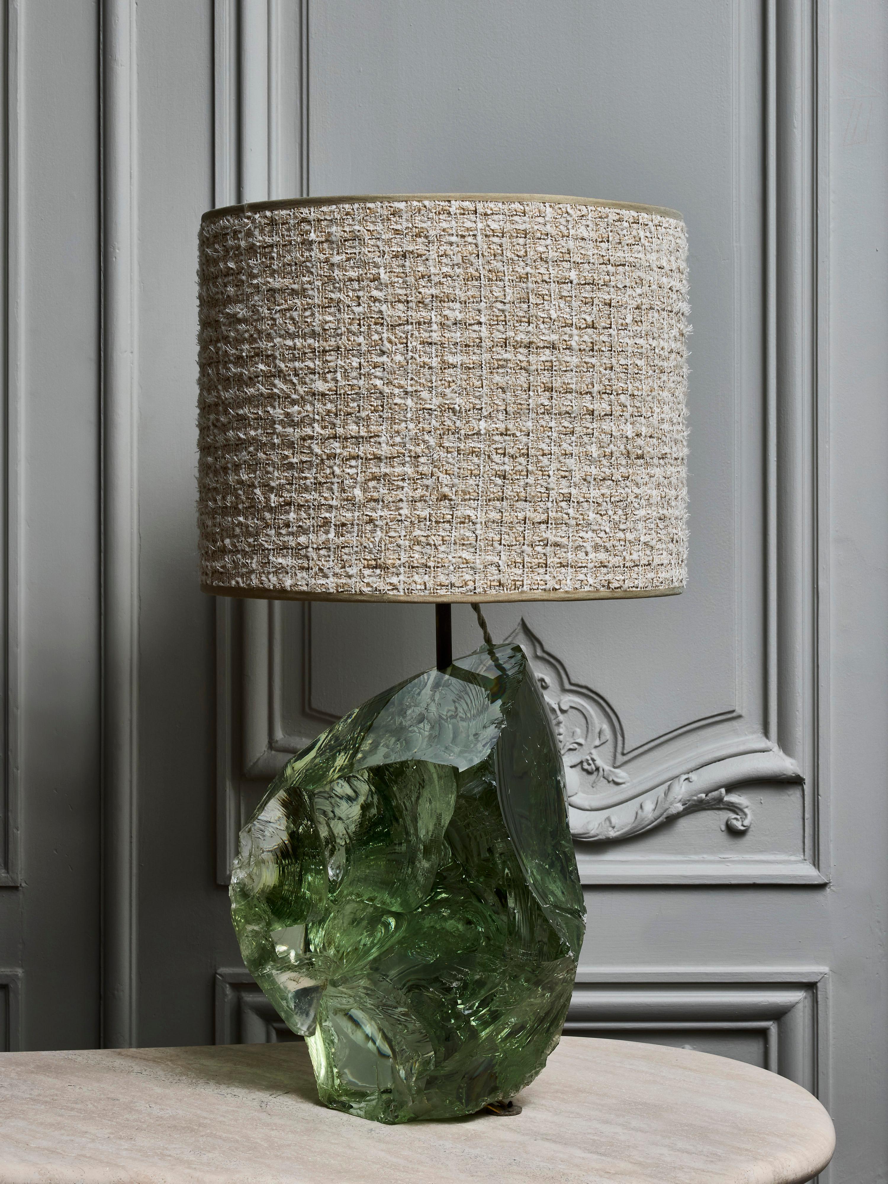 Mid-Century Modern Rough Edges Large Glass Table Lamp For Sale