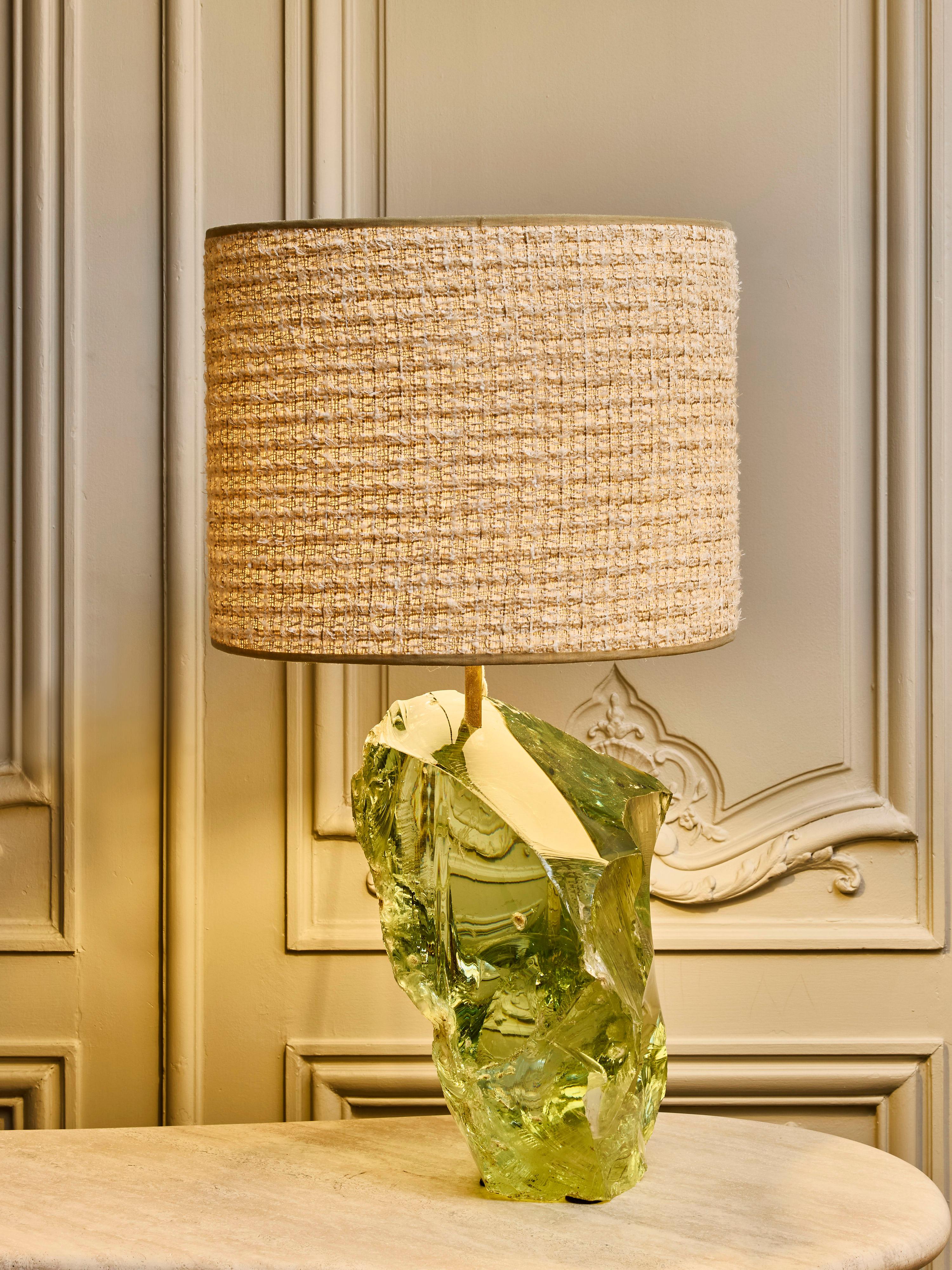 French Rough Edges Large Glass Table Lamp For Sale