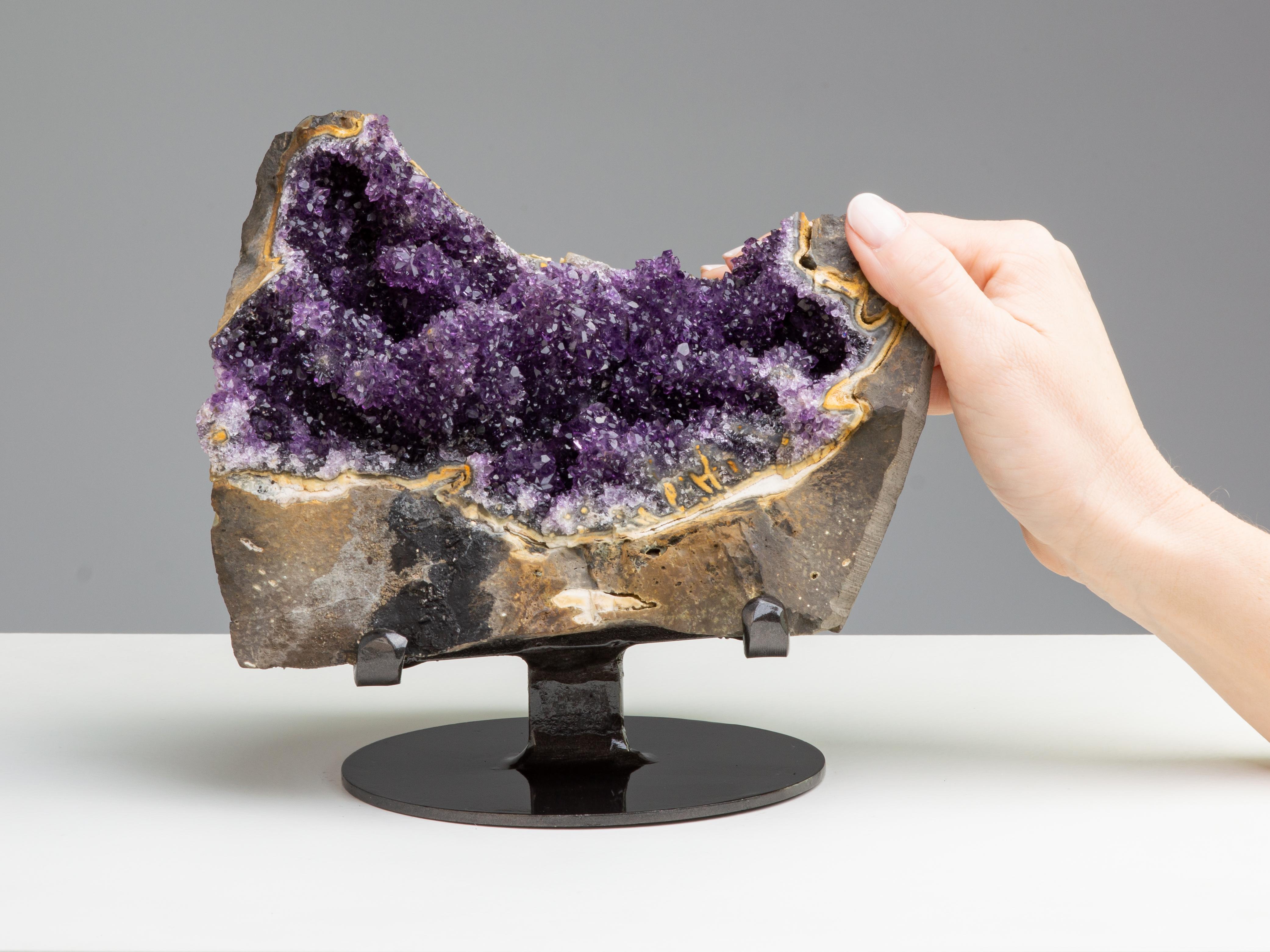 Rough geode section with contrasting amethyst For Sale 2