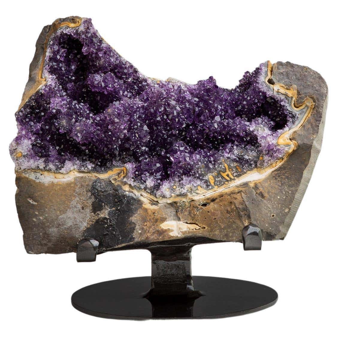 The Rough Geode Rough geode section with contrasting amethyst For Sale at 1stDibs