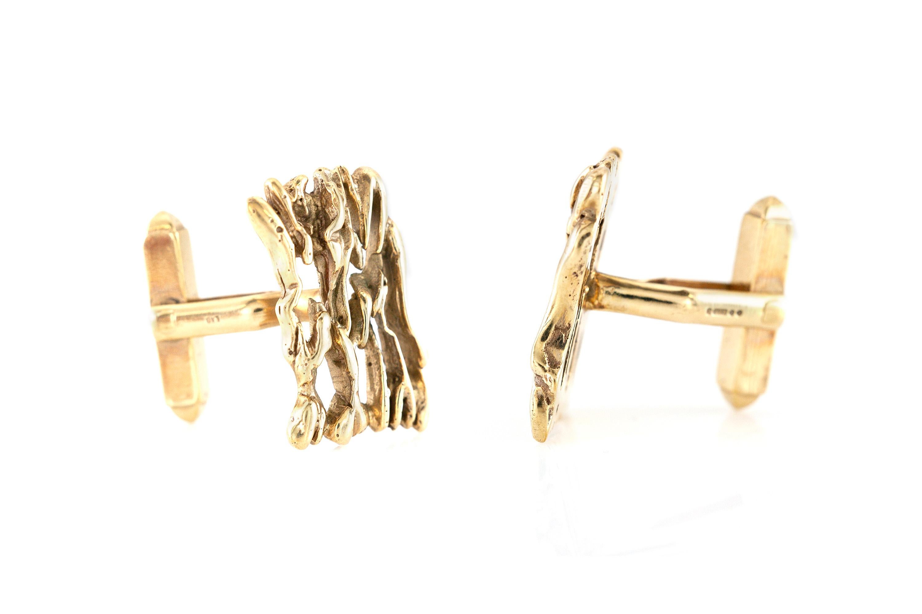 Rough Gold Cufflinks In Excellent Condition For Sale In New York, NY