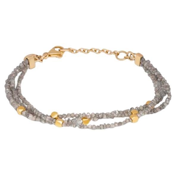 Rough Grey Diamond Bracelet with 18K Gold For Sale