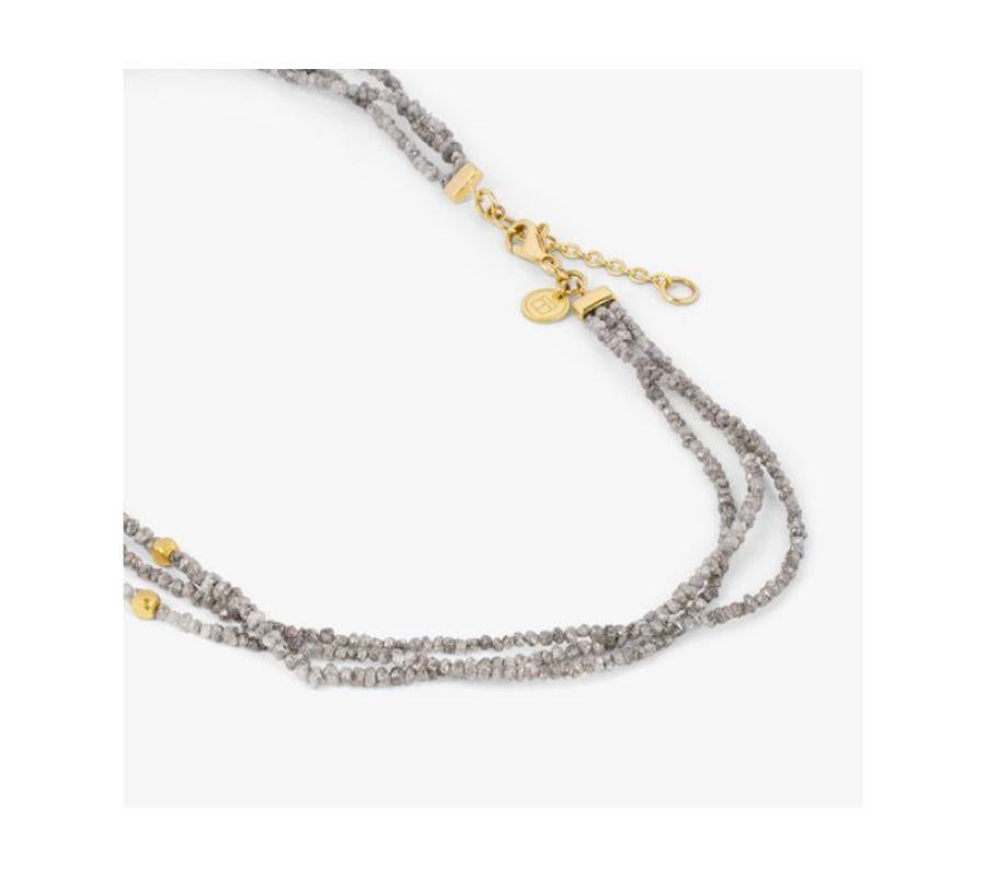 Rough Grey Diamond Necklace with 18K Gold In New Condition For Sale In Fulham business exchange, London