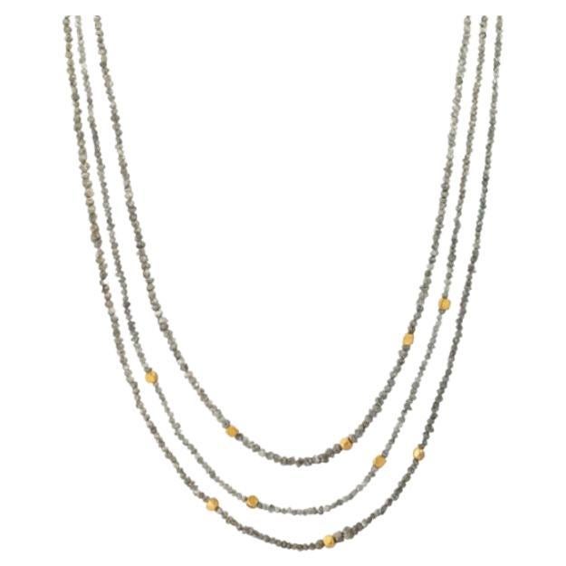 Rough Grey Diamond Necklace with 18K Gold For Sale