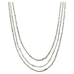 Rough Grey Diamond Necklace with 18K Gold