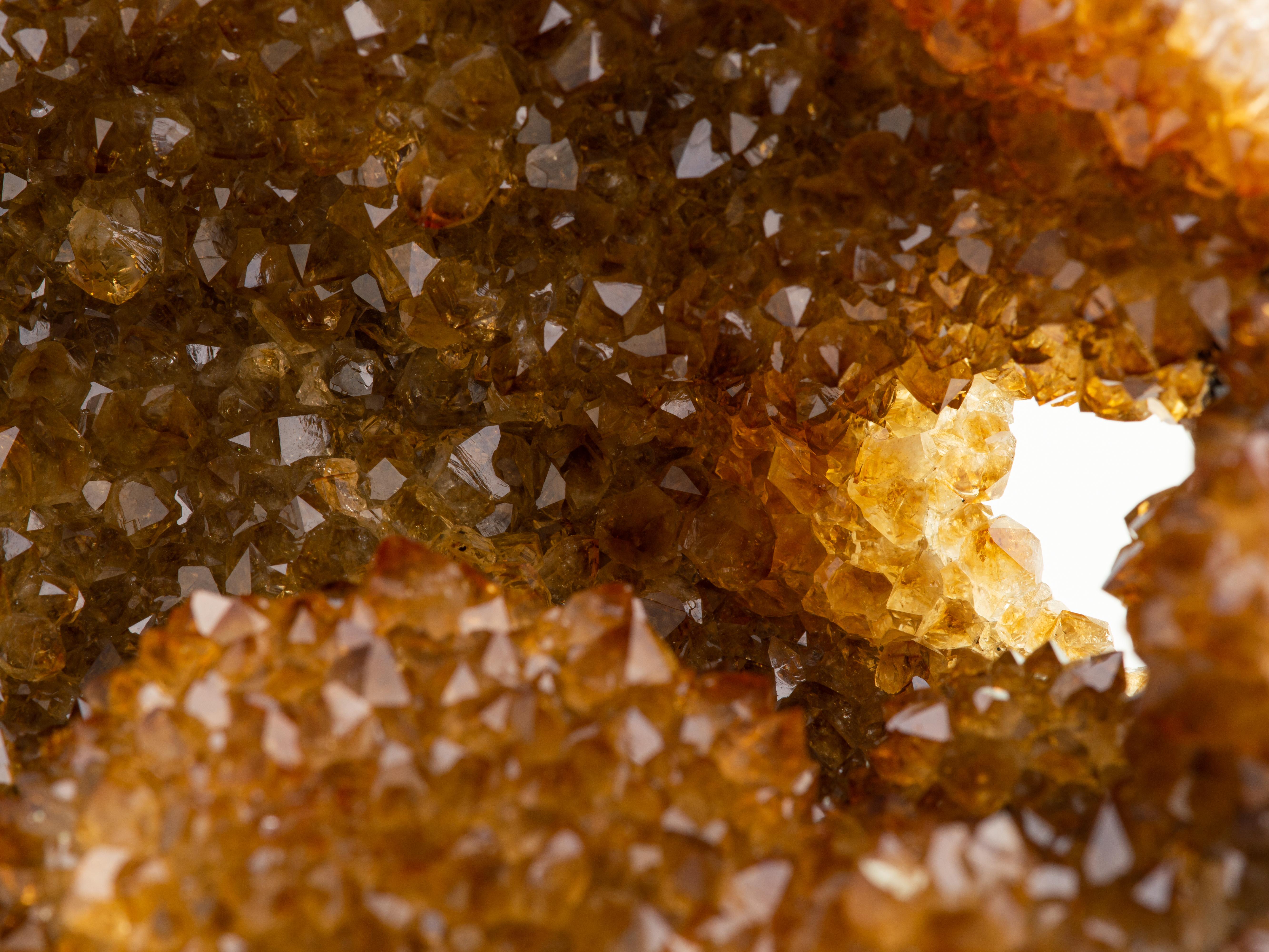 Agate Rough half geode of yellow - orange Citrine crystals