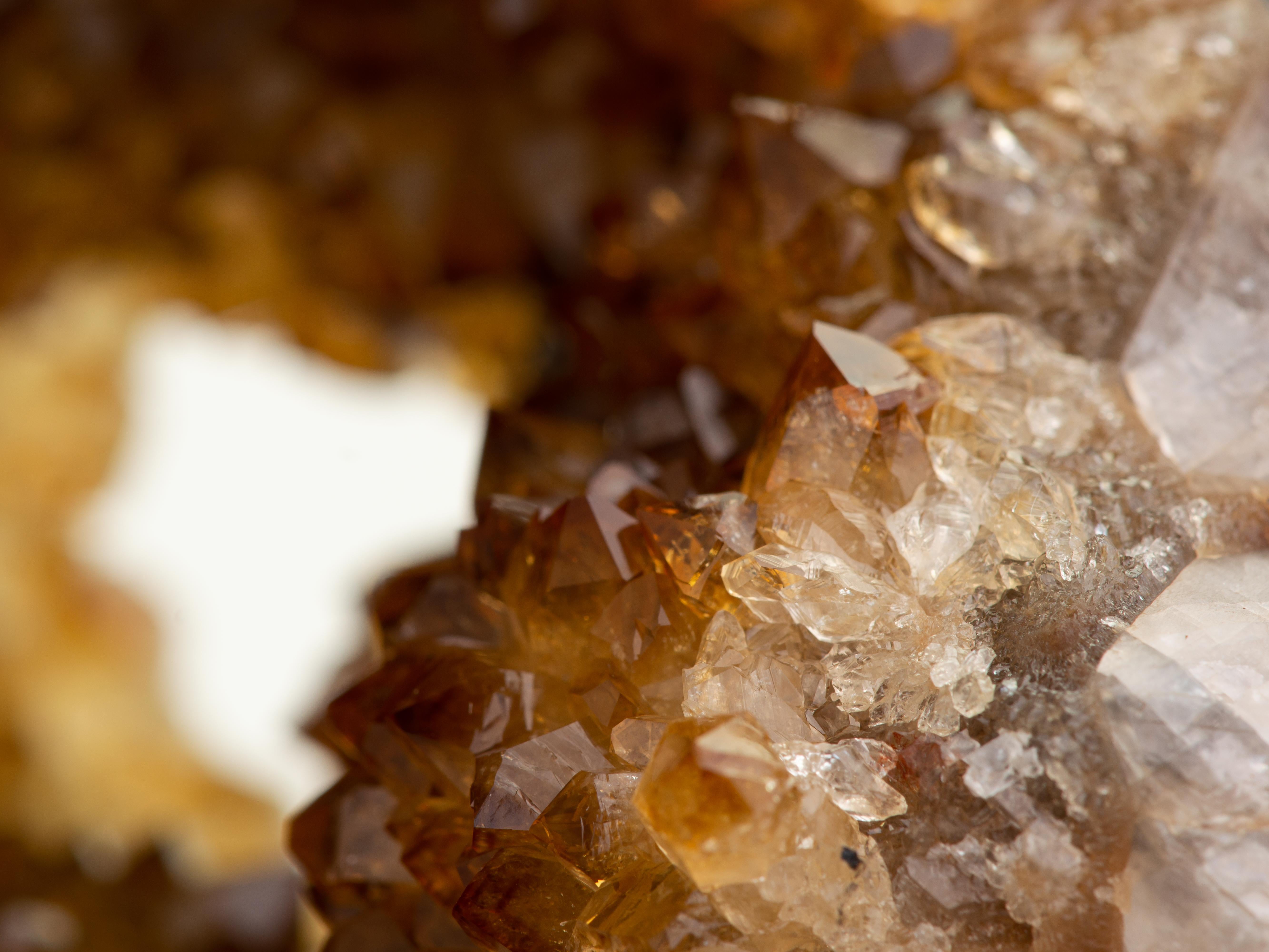 Rough half geode of yellow - orange Citrine crystals 1