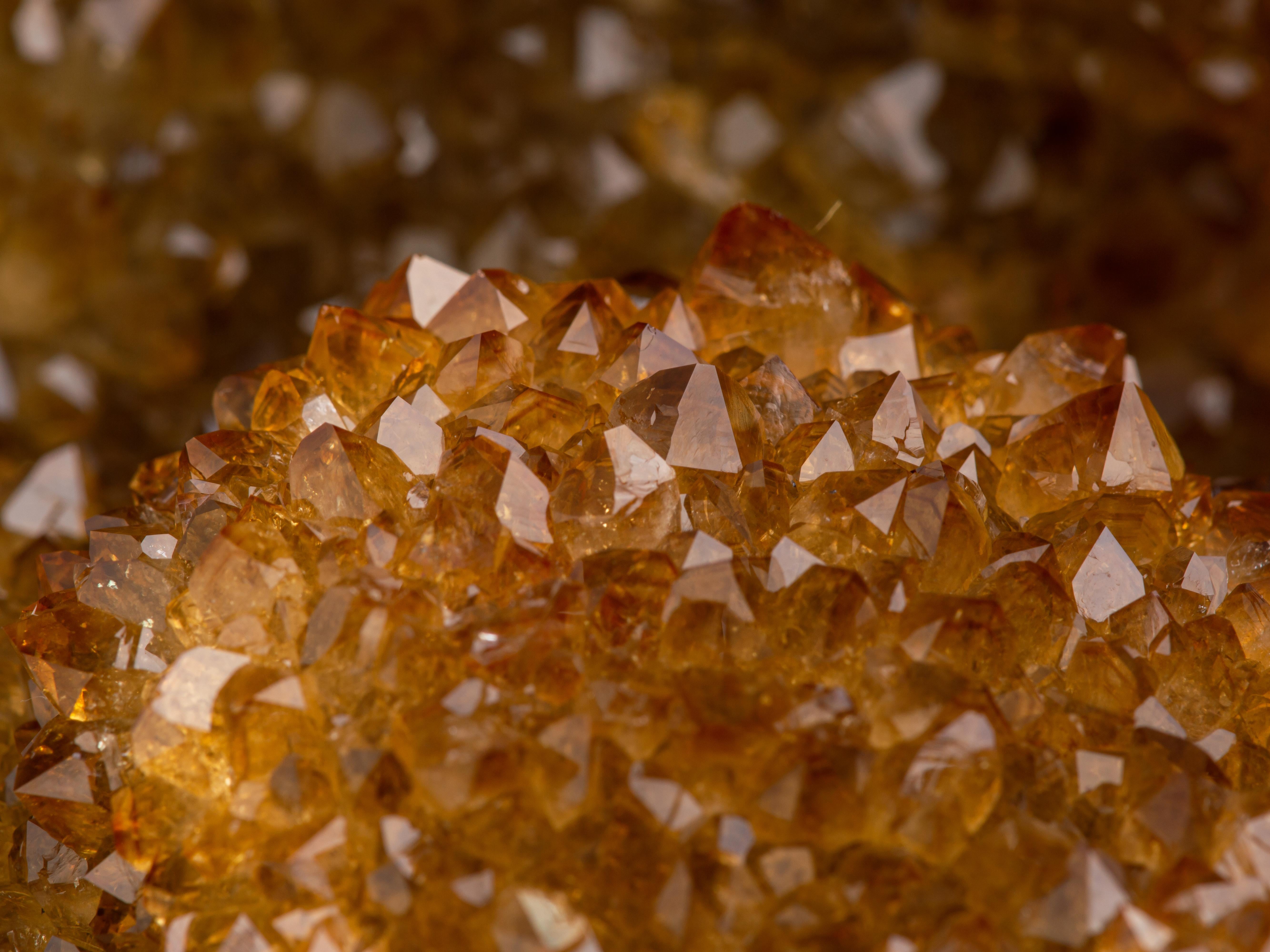 Rough half geode of yellow - orange Citrine crystals 2