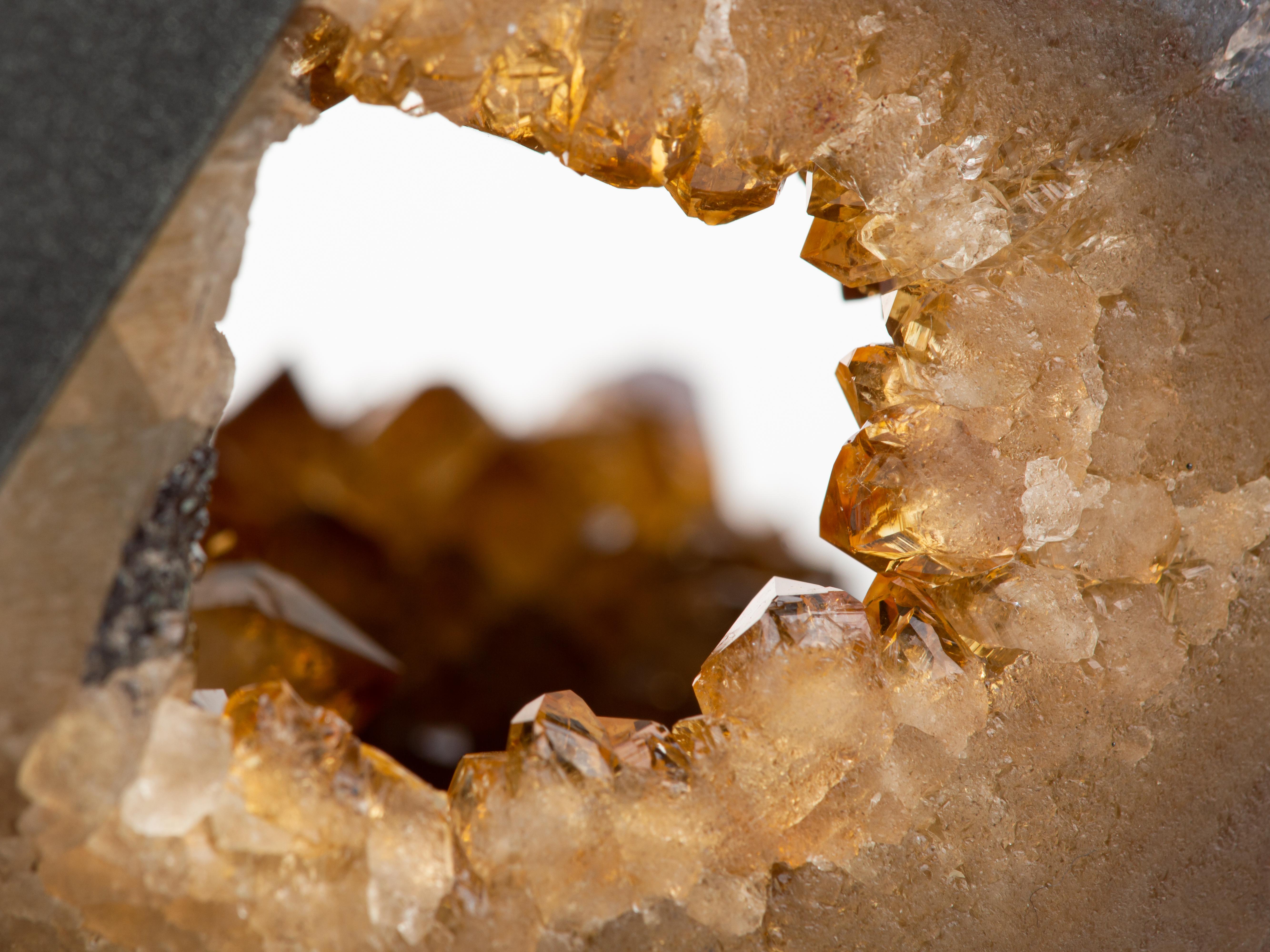 Rough half geode of yellow - orange Citrine crystals 8