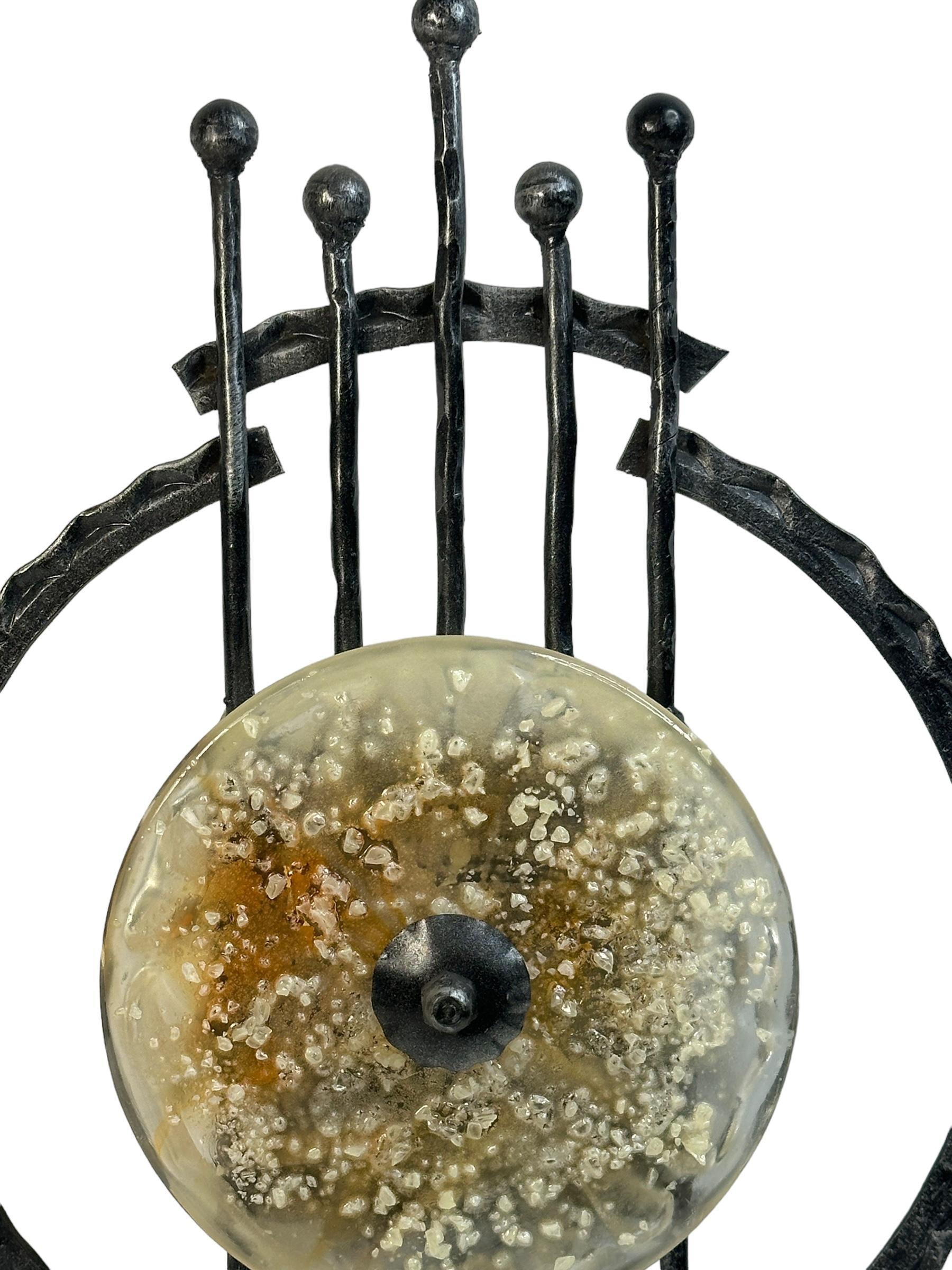Mid-Century Modern Rough Iron Brutalist Wall Light by Tom Ahlström & Hans Ehrlich, Germany 1960s For Sale