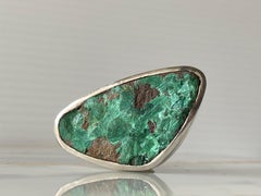 Anillo de plata de malaquita en bruto, anillo de plata de malaquita en bruto chatoyant