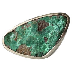 Anillo de plata de malaquita en bruto, anillo de plata de malaquita en bruto chatoyant