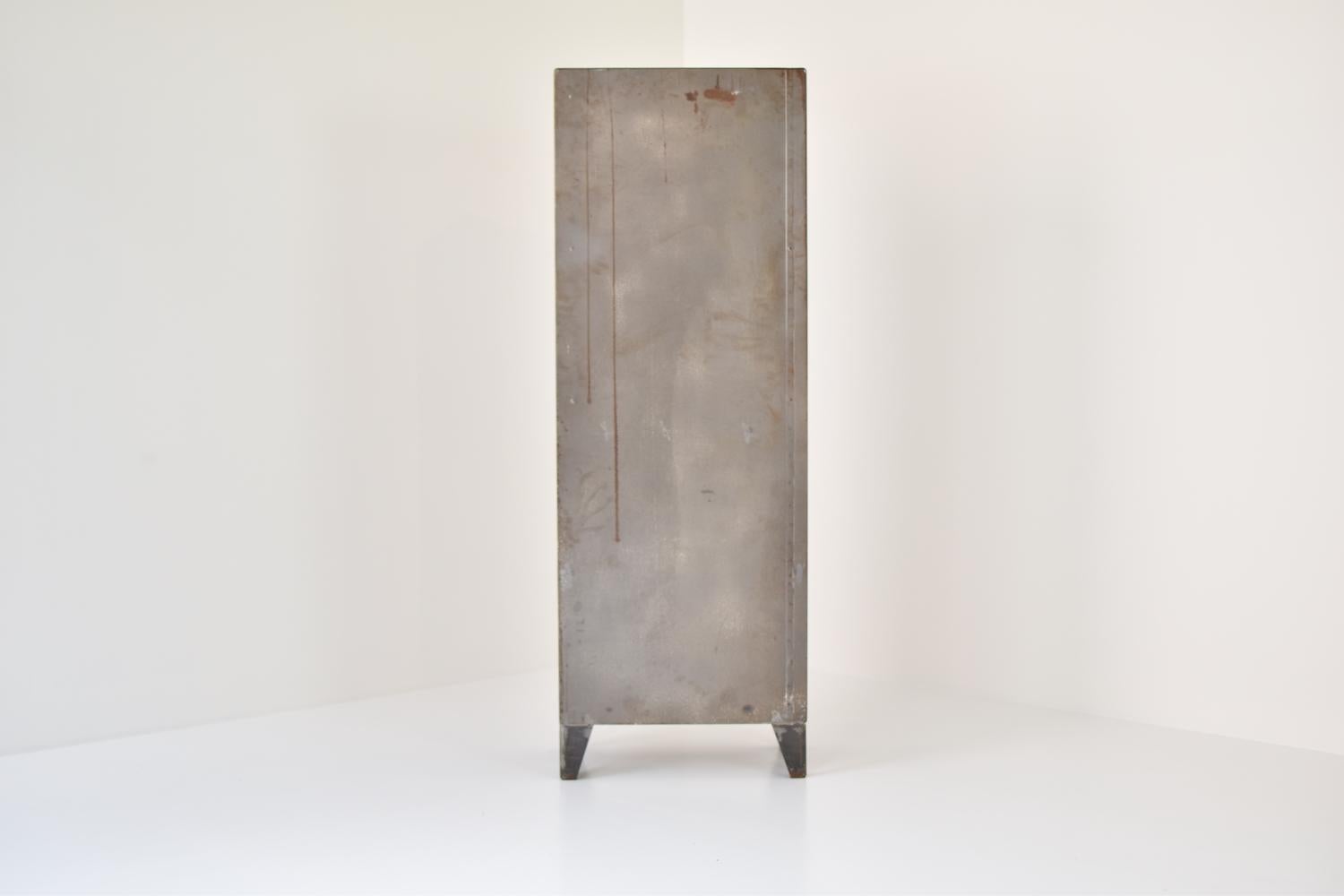 Rough Patinated Industrial Vitrine Cabinet, France, 1950s 5