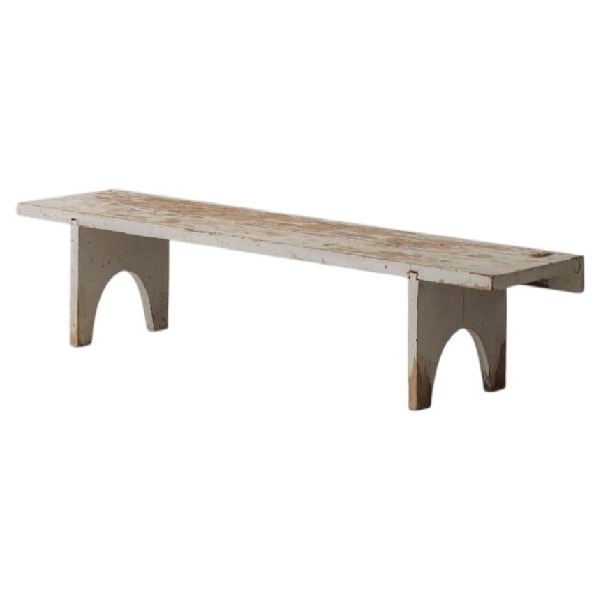 Rough patinated Swedish bench from the 1950s. For Sale