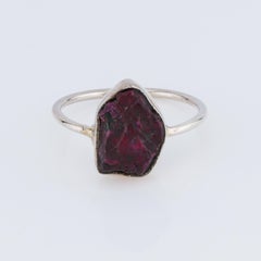 Rough red spinel crystal ring