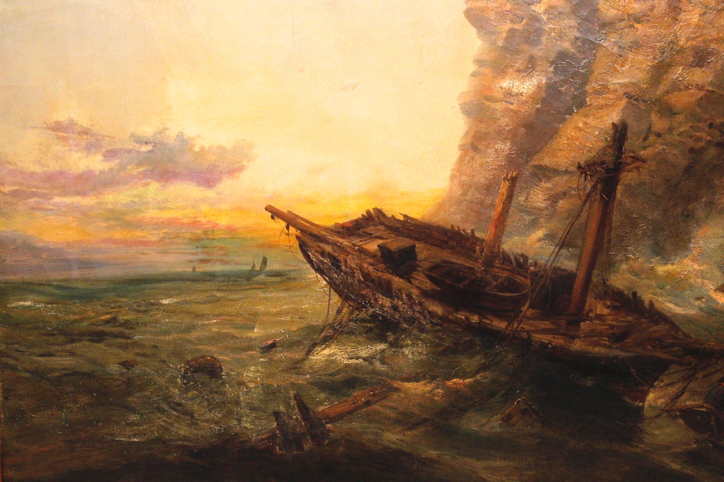 “Rough Seas Off the Yorkshire Coast” 1865 Oil on Canvas, by Ralph Reuben Stubbs In Good Condition For Sale In Free Union, VA