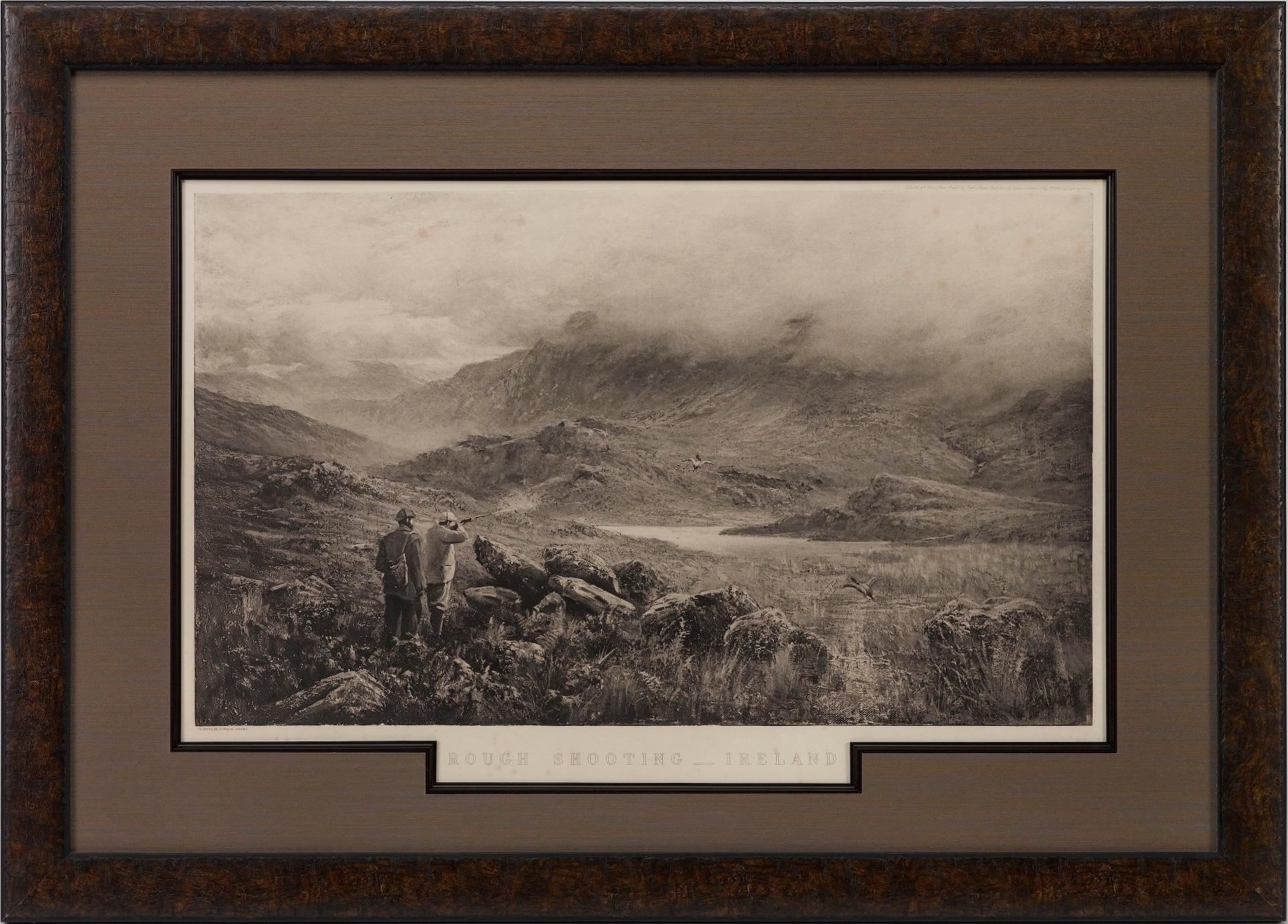 Il s'agit d'une première édition de Rough Shooting, signée par l'artiste, Douglas Adams. L'estampe a été publiée par Thomas McLean et représente une scène de tir dans les Highlands. Un groupe de chasseurs est rassemblé au premier plan de l'estampe,