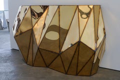 Rough Split Console in Welded Mirror-Polished Stainless Steel by Julian Mayor