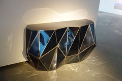 Rough Split Console in Welded Mirror-Polished Stainless Steel by Julian Mayor