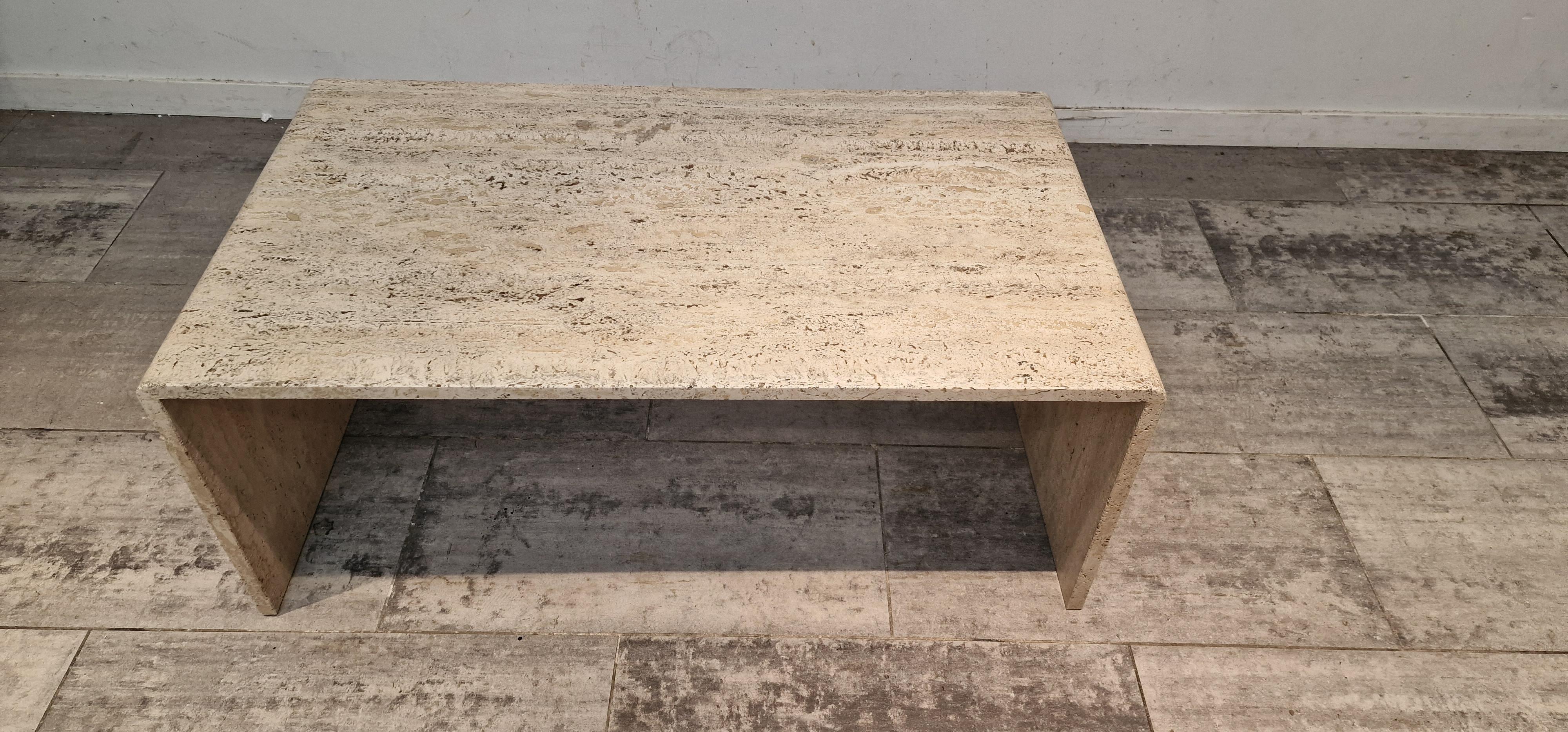 Rough Travertine Coffee Table by Up & Up, Italy For Sale 1