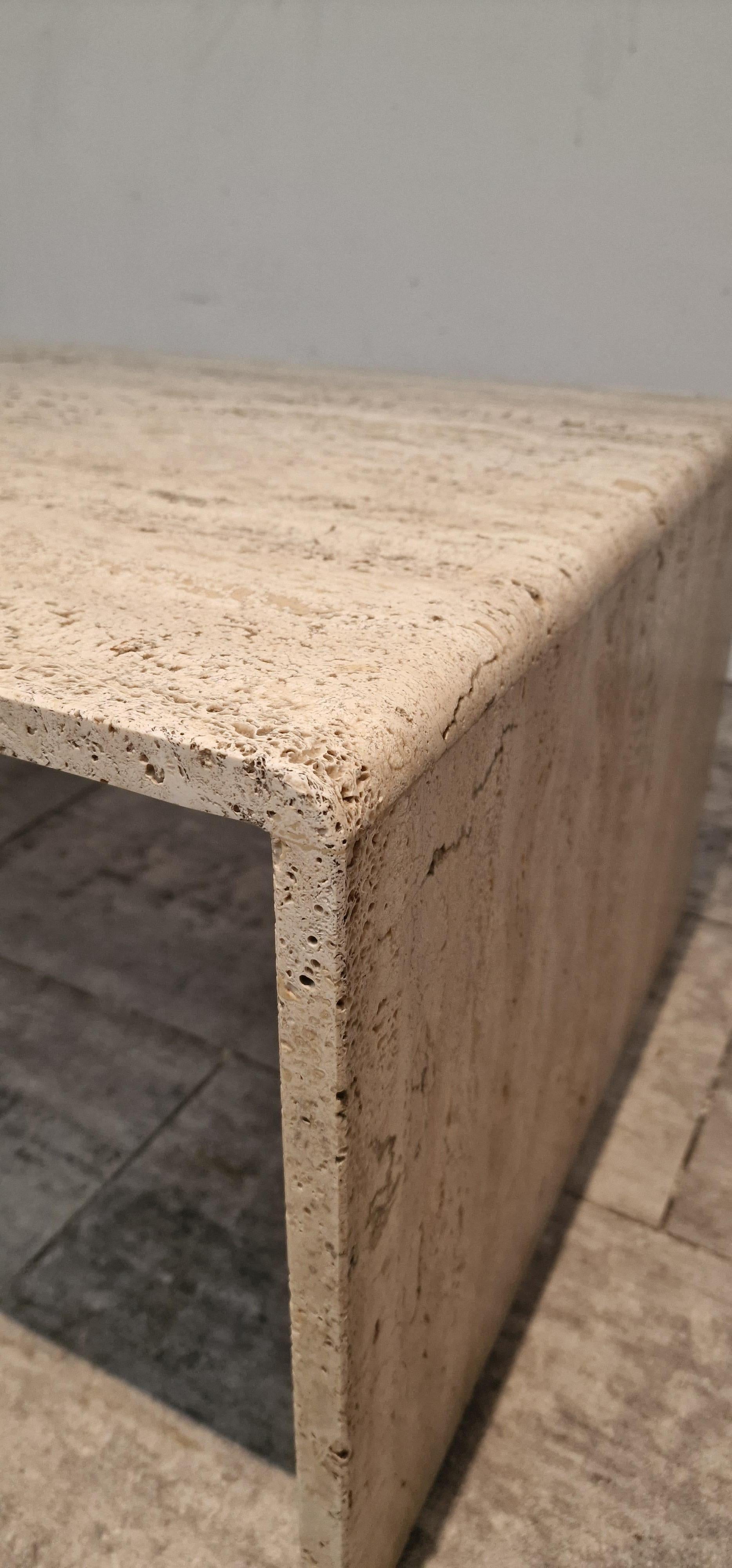 Rough Travertine Coffee Table by Up & Up, Italy For Sale 2