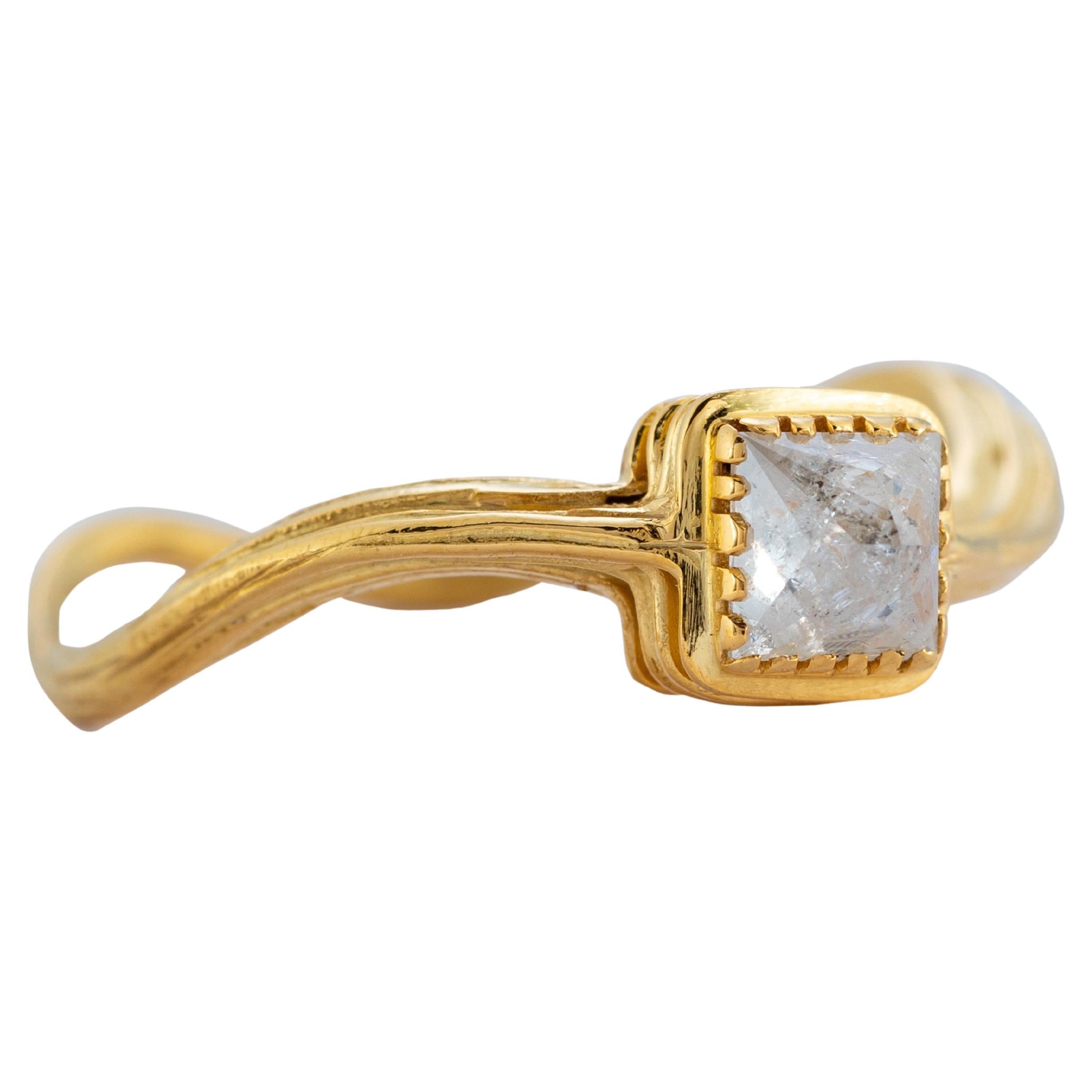Rough Uncut Diamond 18k Gold Ring