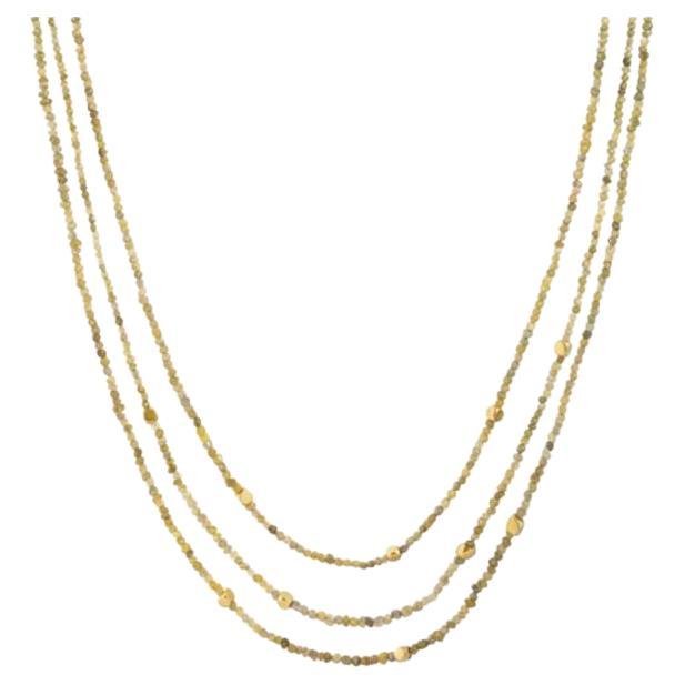 Rough Yellow Diamond Necklace with 18K Gold For Sale