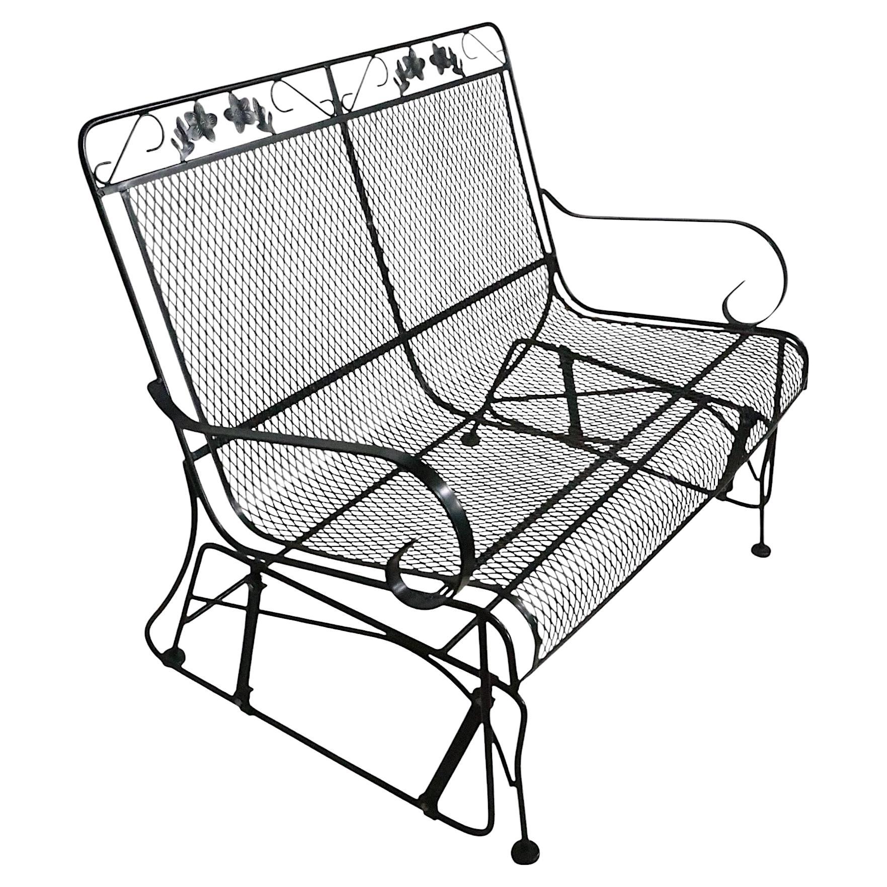 Roughbt Iron and Metal Mesh Porch Poolside Garden Glider att. to Woodard