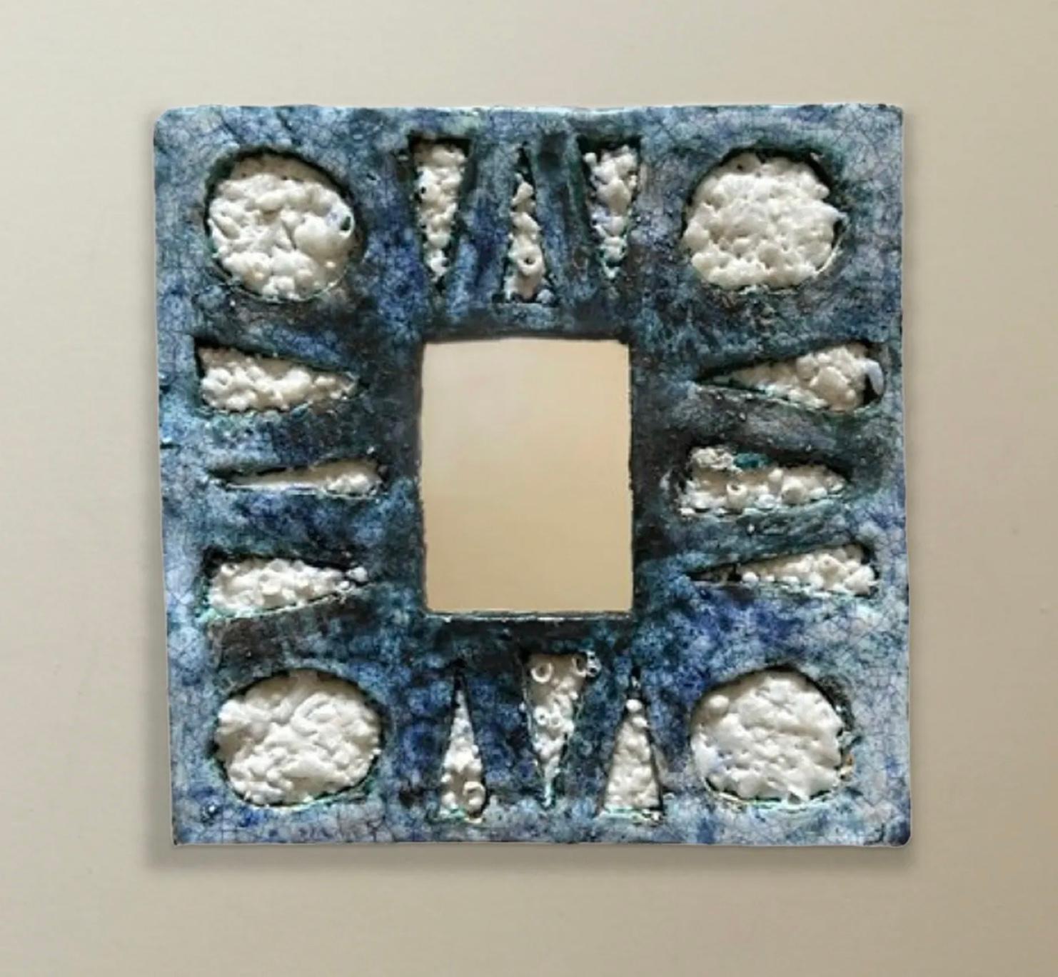 Ceramic mirror frame, French, 1960s In Good Condition For Sale In London, GB