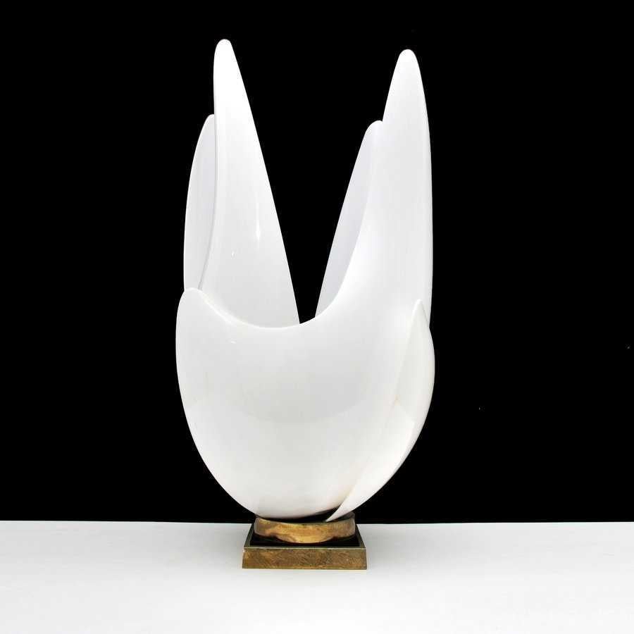 Canadian Rougier mid-century Sculptural Tulip Acrylic & Brass Table Lamp, Canada, 1970s  