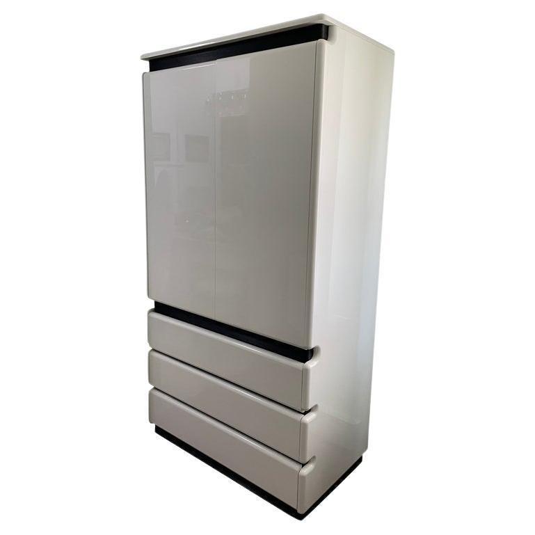 Rougier High Gloss Lacquered Post Modern Highboy Armoire For Sale