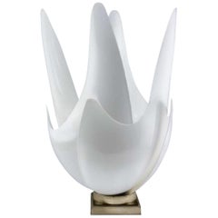 Rougier mid-century Sculptural Tulip Acrylic & Brass Table Lamp, Canada, 1970s