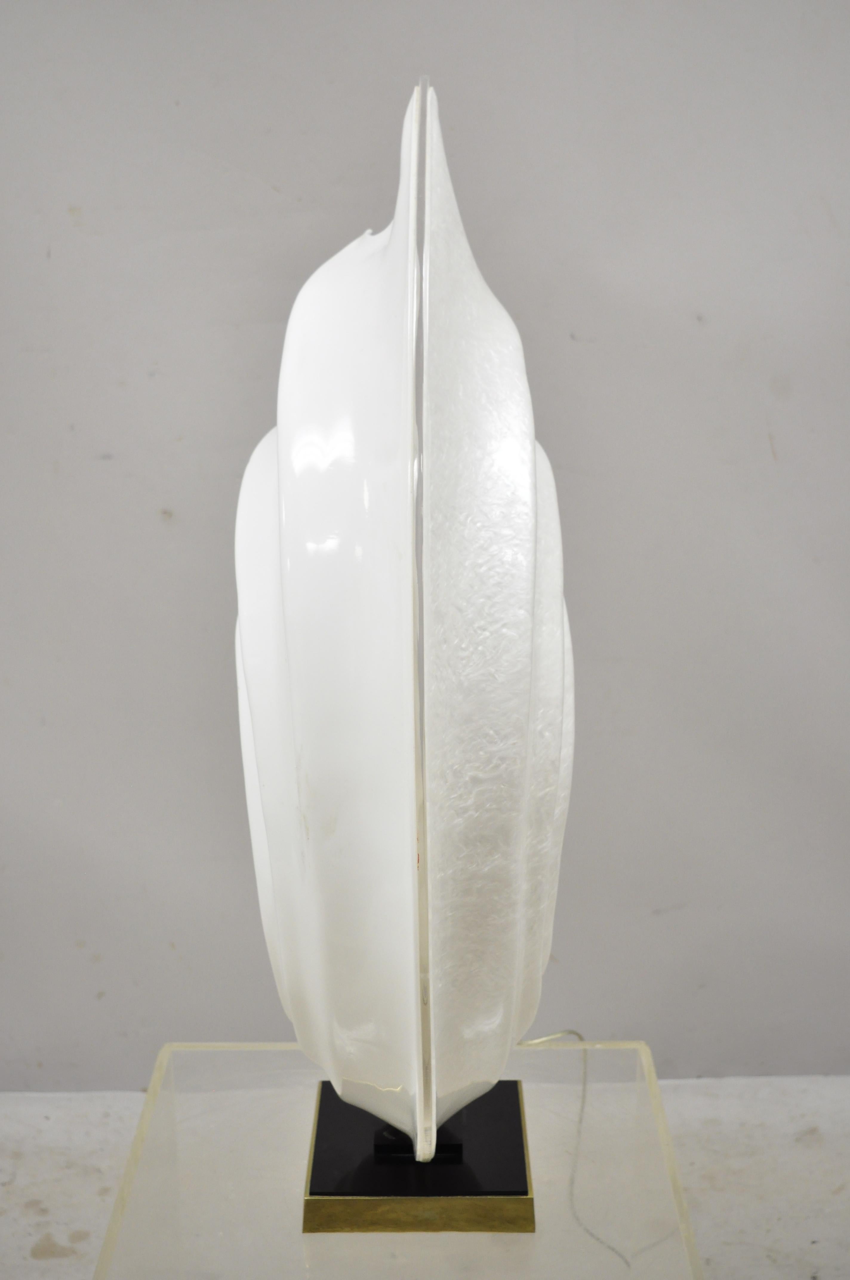 Rougier Molded Lucite Acrylic Large Shell Form Pearlescent Pearl White Lamp 5