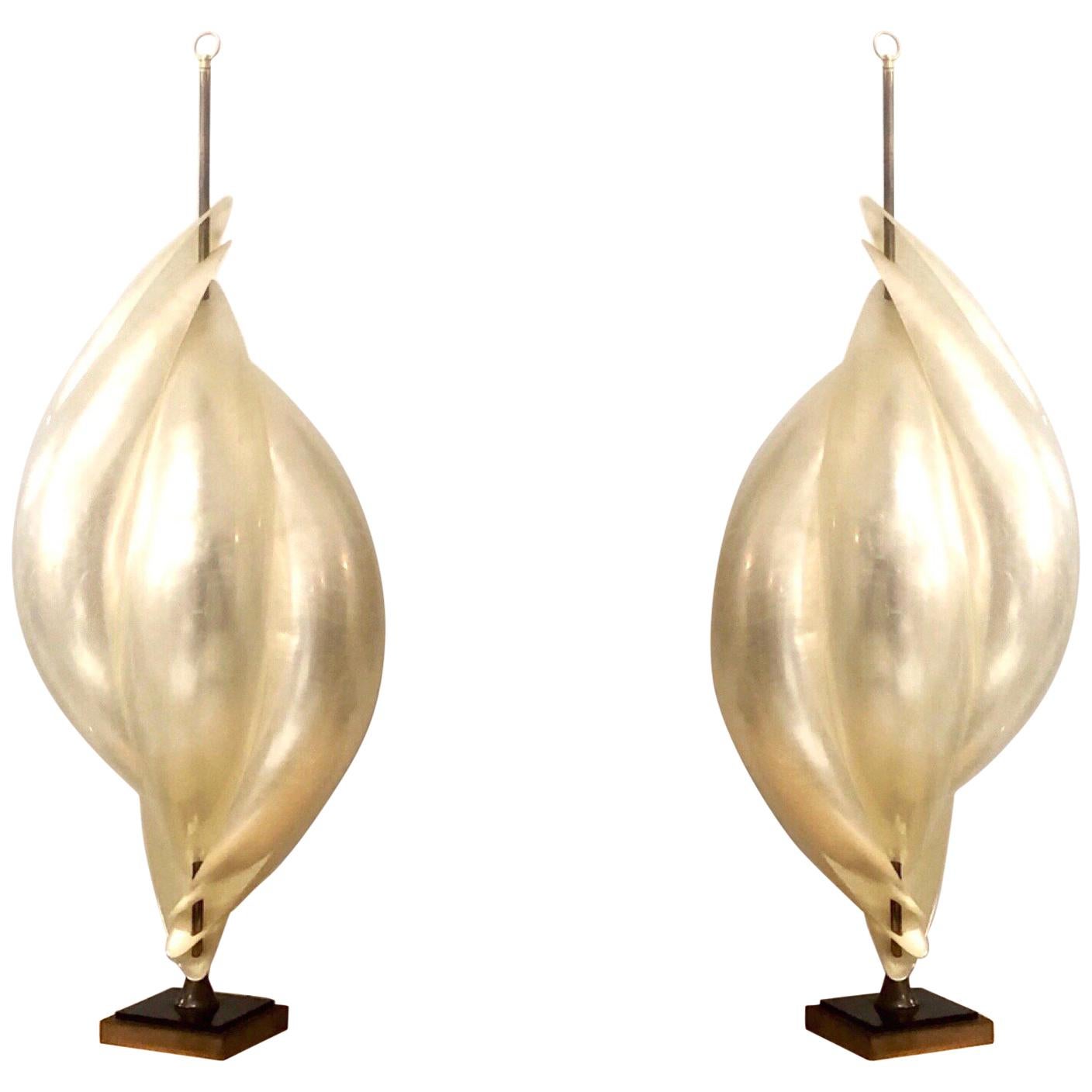 Rougier Monumental Pair of Modern Abstract Table Lamps, 1980s