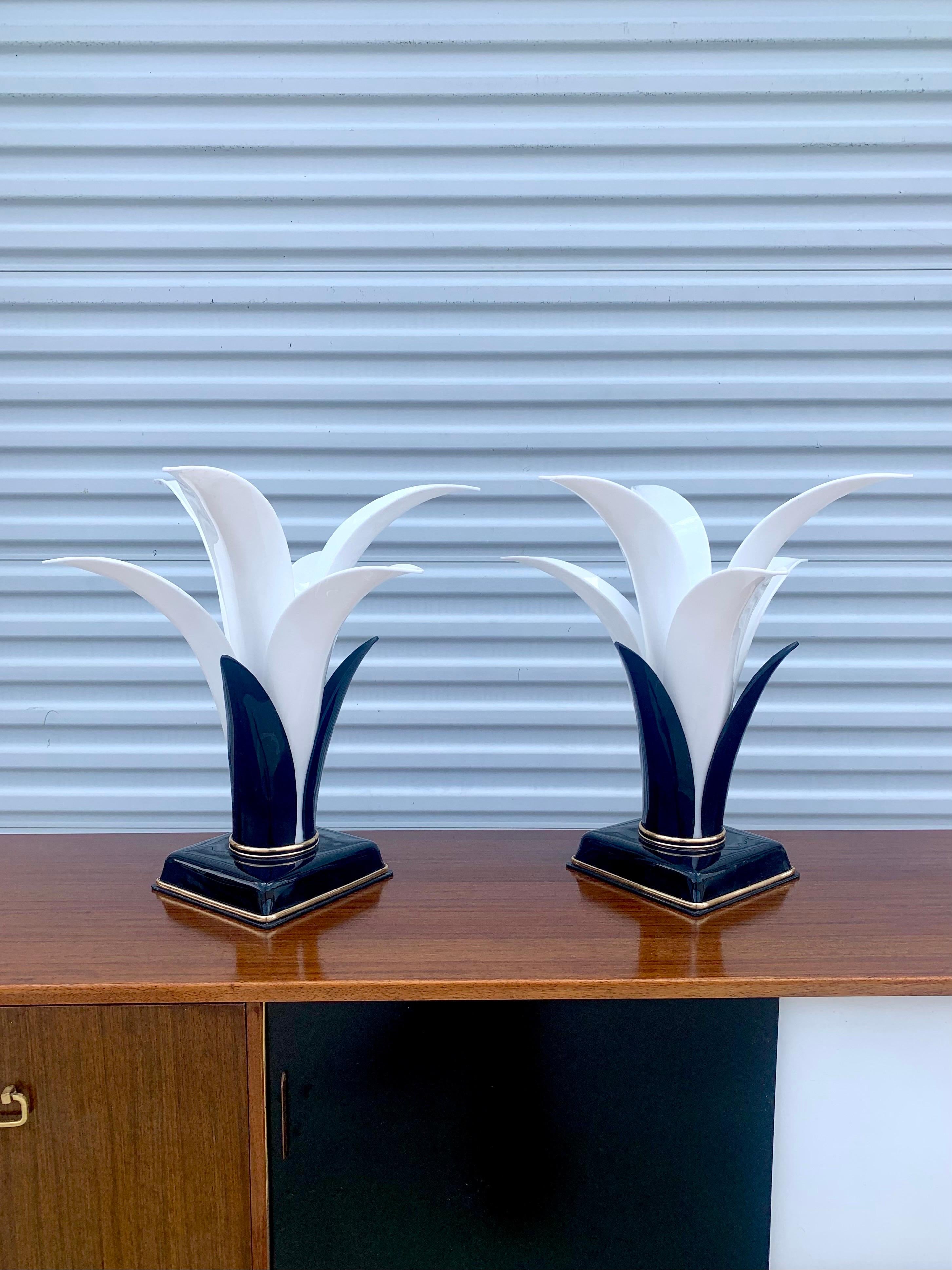 Mid-Century Modern Rougier Style Lamps by Acrylic Designs in Miami, a Pair, Circa 1980s