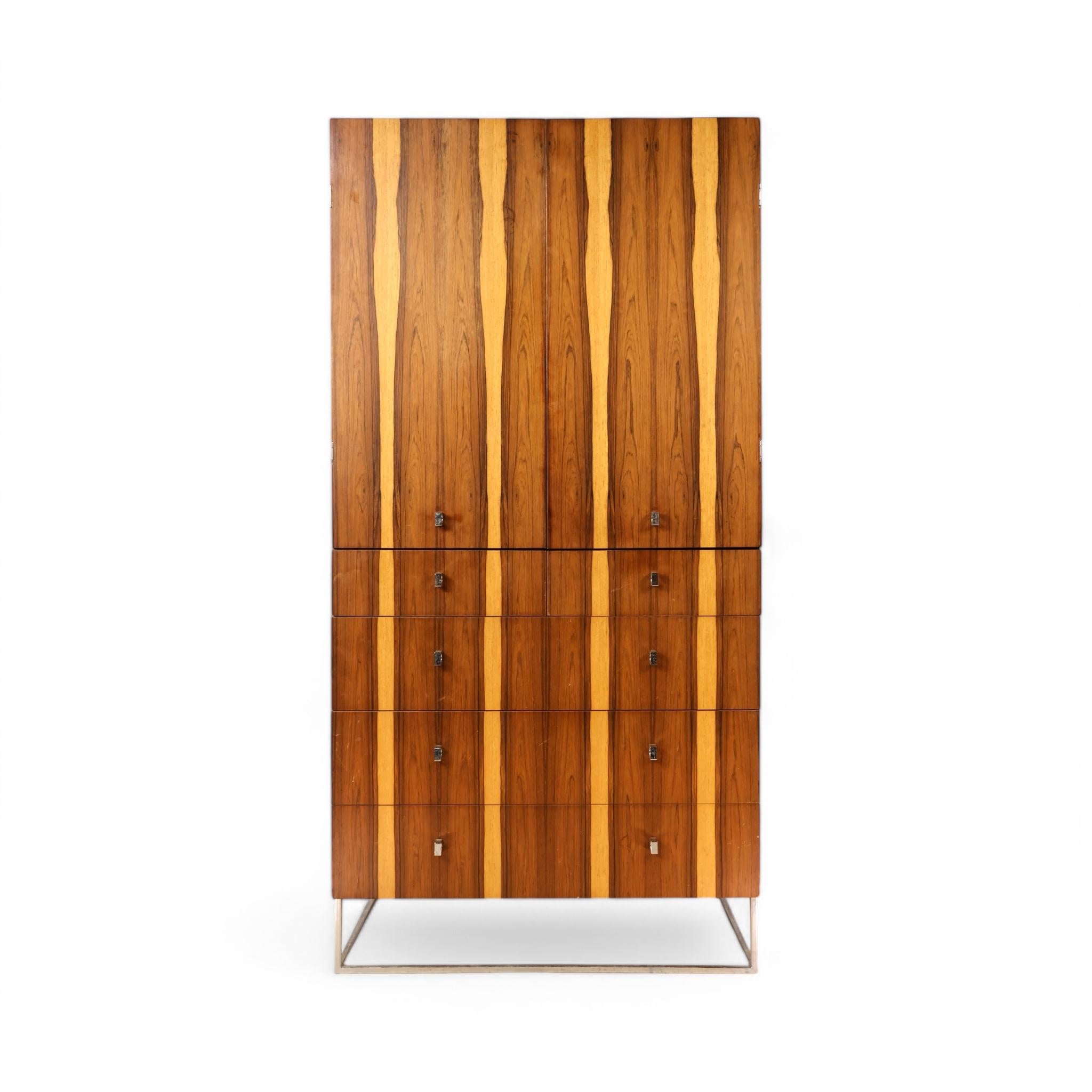 Mid-20th Century Rougier Vintage Mid Century Modern Rosewood and Chrome Armoire c. 1960s For Sale