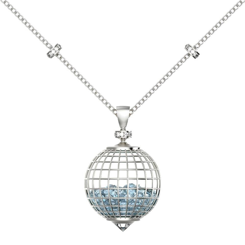 Roule and Co. Aquamarine White Diamond Sapphire Long Gold Shaker Globe Necklace