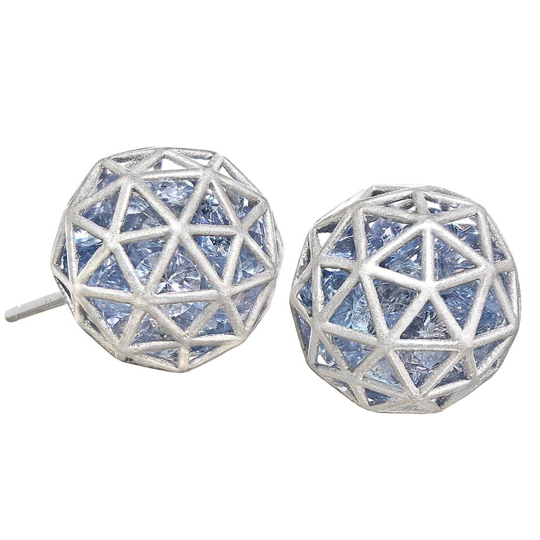 Roule and Co. Loose Blue Sapphire White Gold Large Shaker Stud Earrings