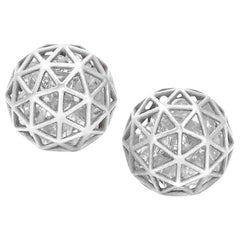 Roule and Co. Loose Shimmering White Sapphire White Gold Shaker Stud Earrings