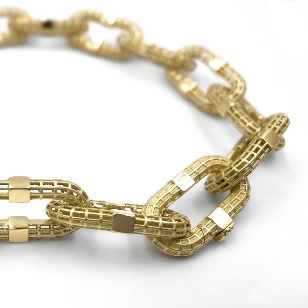 Offenes ovales Gliederarmband aus hochkarätigem Gold mit verstecktem Verschluss, Roule and Co. 2019 (Zeitgenössisch) im Angebot