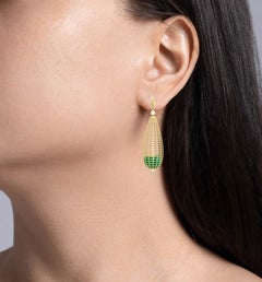 Roule & Co. 18k Yellow Gold Emerald Sapphire Teardrop Earrings