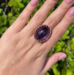 18 Karat Roségold Cocktail-Ring mit Amethyst-Cabochon und rosa Saphir von Roule & Co