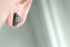 Roule & Co. Loose White Topaz Black Gold Triangle Stud Earrings