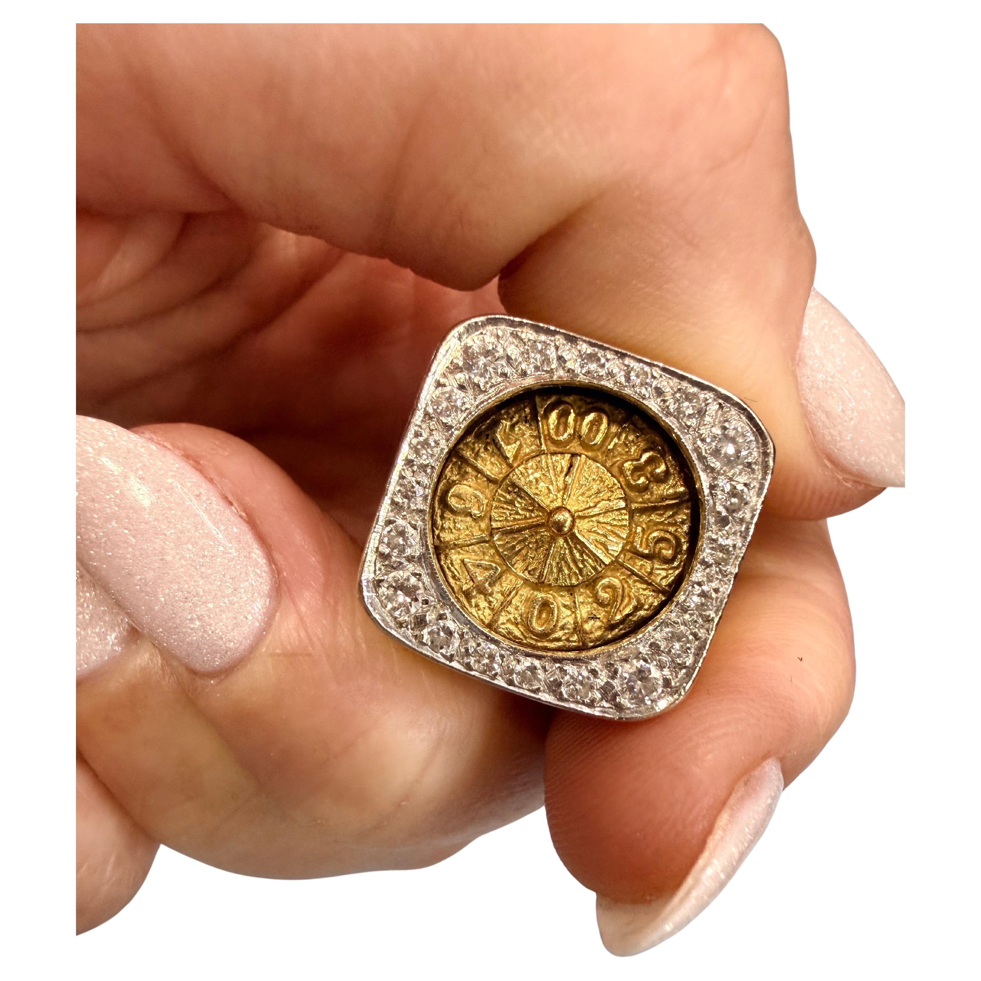 Roulette Bague en diamant Bague de casino Bague en diamant 18KT en vente