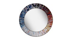 Roulette Piaggi Multicolour Glass Mosaic Round Mirror by Piaggi 100cm Dark Wood