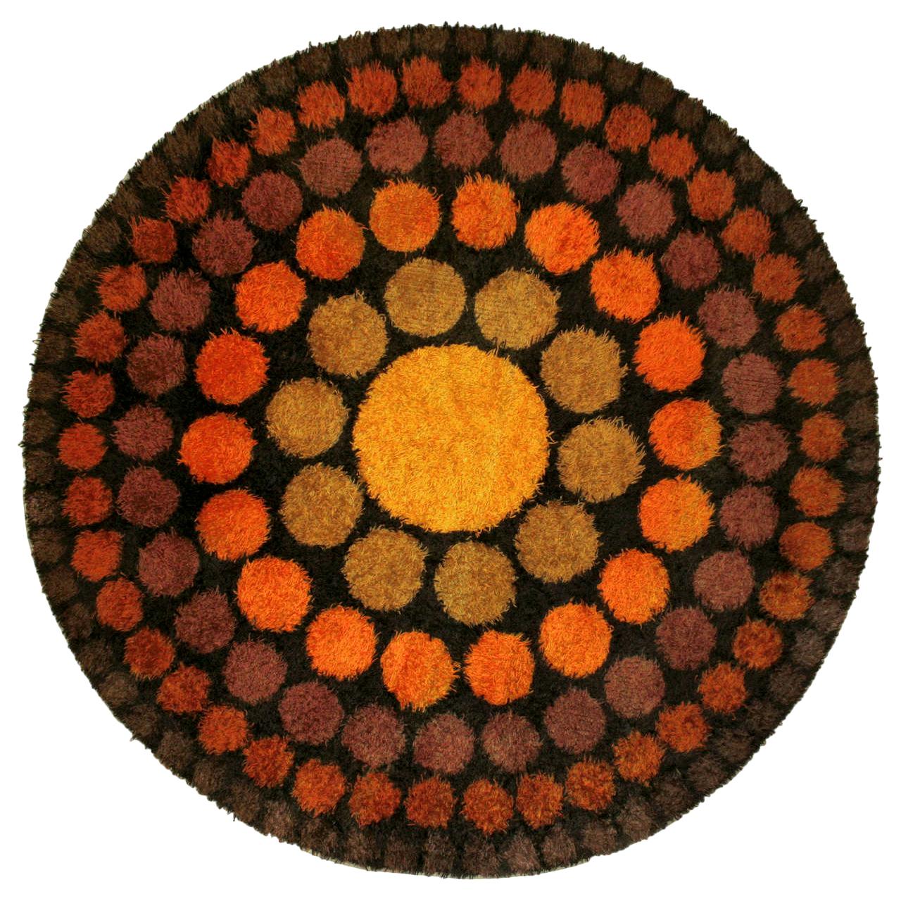 'Roulette' Round Vintage Rug by Verner Panton, 1960s