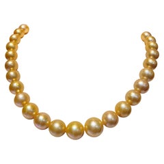 Round Golden South Sea Pearl 37pcs Will Be More When Strung