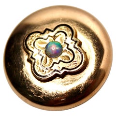 Round 10k Gold Pin With Australian Fire Opal Accent circa Mid-Century